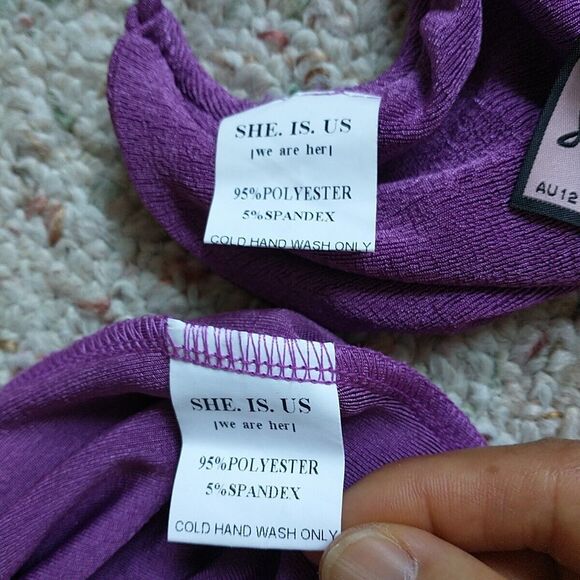 She Is Us Maxi Skirt Top Bra Set L Purple Slinky Stretch Comfort Beach Vacation - Picture 7 of 8
